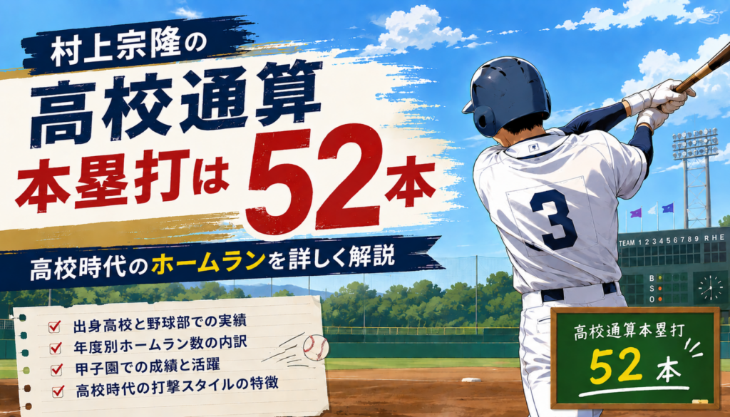 村上宗隆の高校通算本塁打は52本！高校通算ホームランと高校時代の一発を詳しく解説
