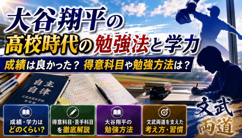 大谷翔平の高校時代の勉強法と学力 成績は良かった？得意科目や勉強方法を検証