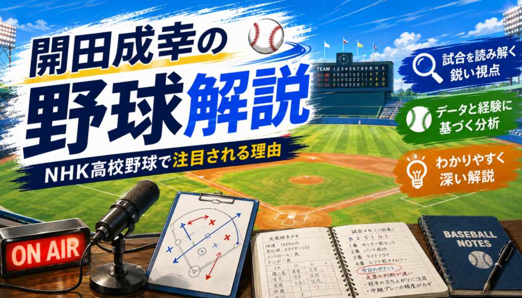 開田成幸の野球解説が注目される理由！NHK高校野球・甲子園で光るHonda元監督の経歴