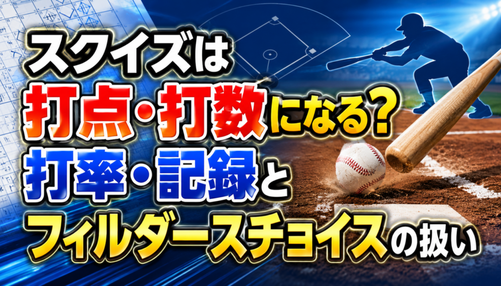 スクイズは打点・打数になる？打率・記録とフィルダースチョイスの扱い