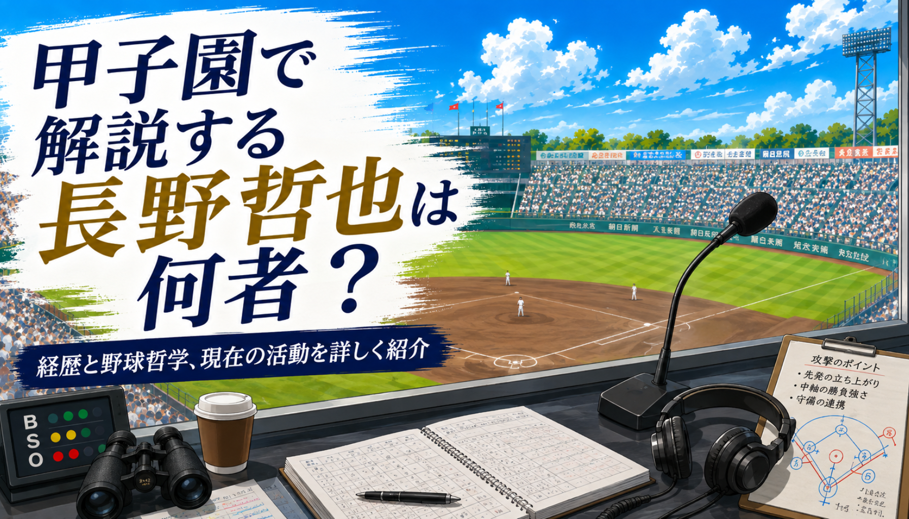 甲子園で解説する長野哲也は何者?NHK高校野球の最古参と紹介される経歴や大阪ガス監督歴、現在の活動