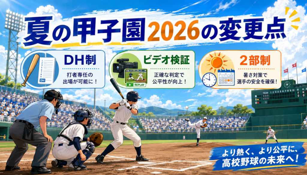 夏の甲子園2026の変更点まとめ DH制・ビデオ検証・2部制・チケット料金・7回制を徹底解説