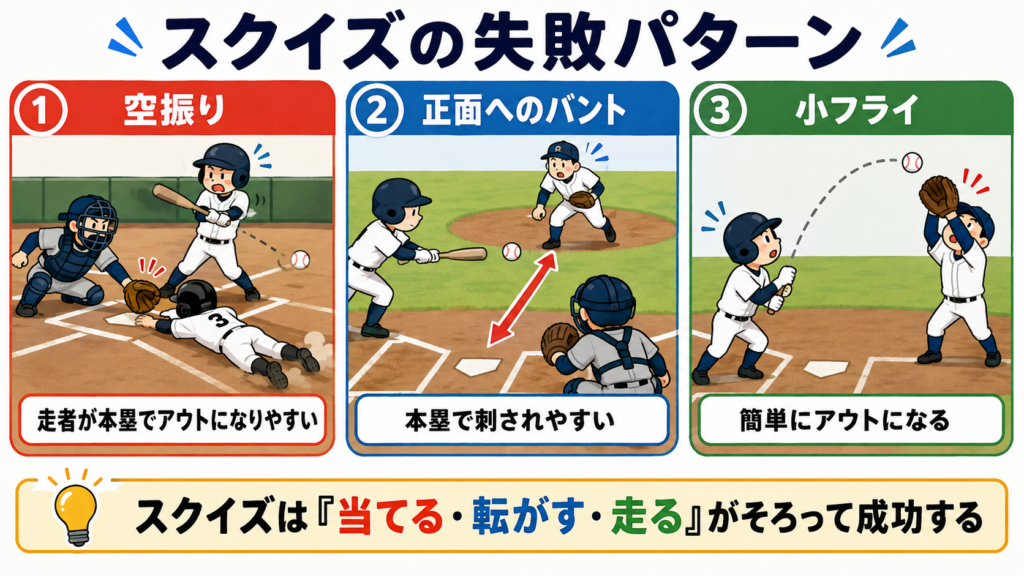 スクイズ失敗パターン