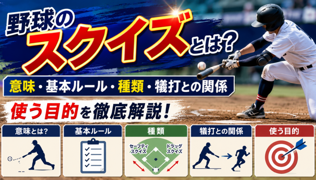 野球のスクイズとは？意味・基本ルール・種類・犠打との関係と使う目的