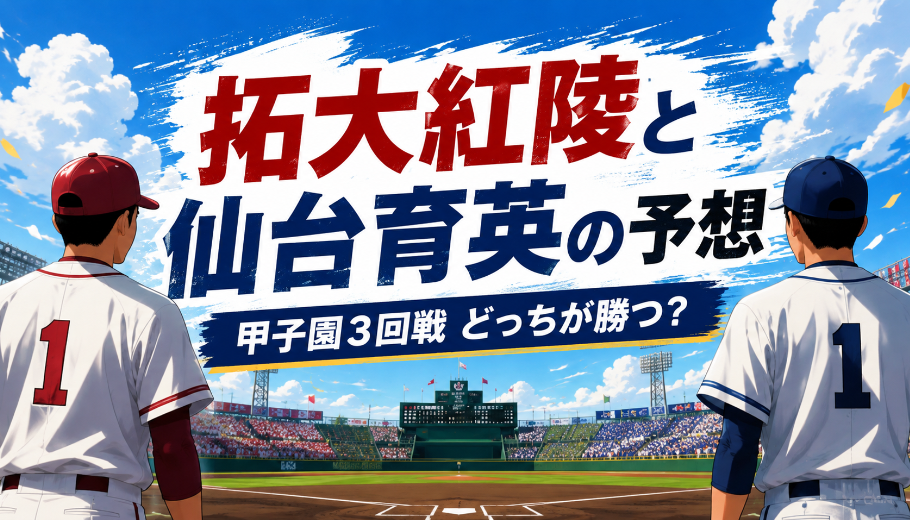 拓大紅陵と仙台育英の予想！甲子園3回戦の勝敗・スコア予想、戦力比較と先発投手の見どころ