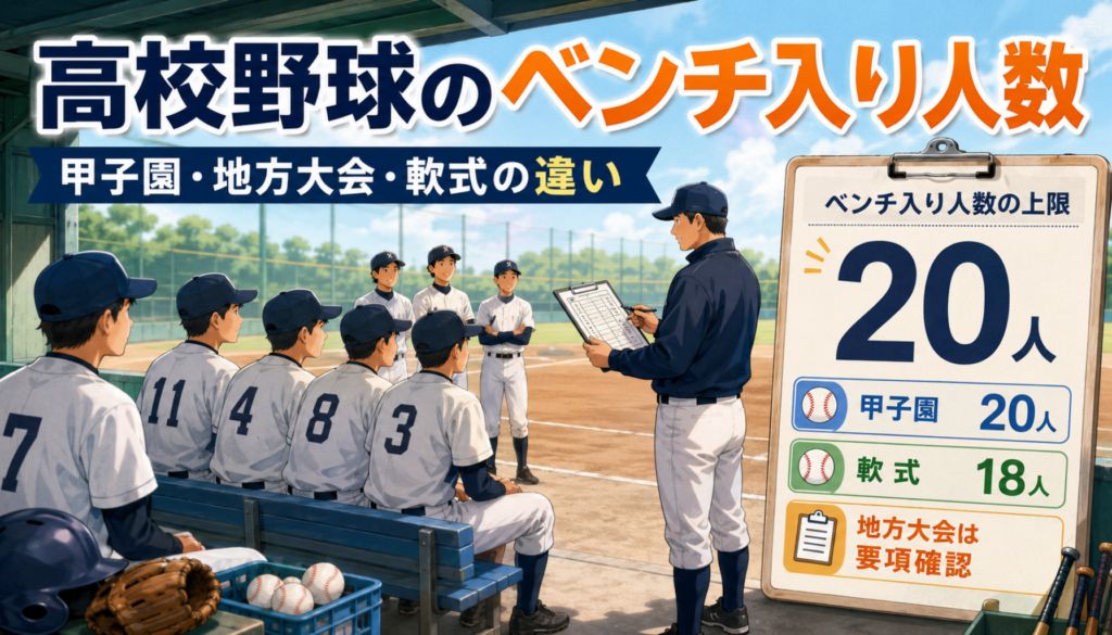 高校野球のベンチ入り人数は何人？甲子園・地方大会・軟式の登録人数とメンバー変更ルール